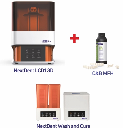 NextDent LCD1 3D Printer + NextDent Wash and Cure+ дентална смола C&B MFH, цвят N2