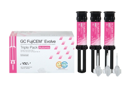 GC FujiCEM Evolve Triple Pack Automix, 3 шприци x 9.2 г + 45 канюли GC Push and Click Tip Regular